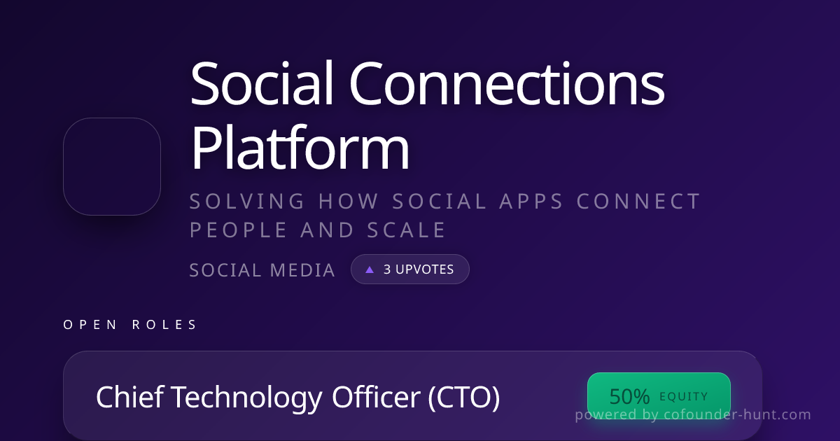 Social Connections Platform | Cofounder Hunt